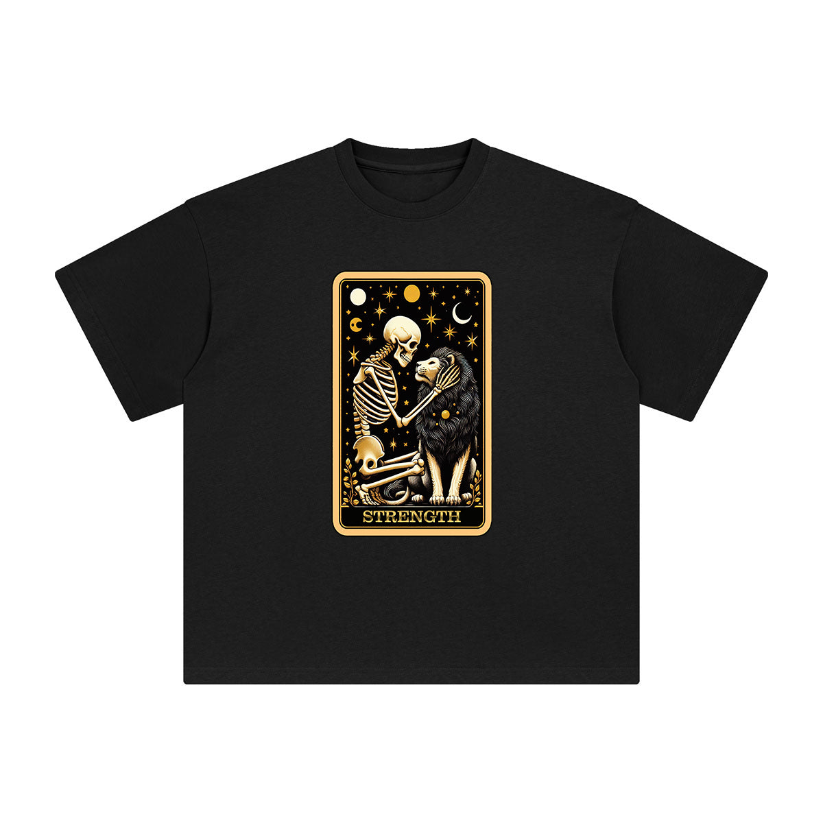 Skeleton & Lion Card Graphic Tee-INNBLAC Fashion Apparel