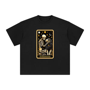 Skeleton & Lion Card Graphic Tee-INNBLAC Fashion Apparel