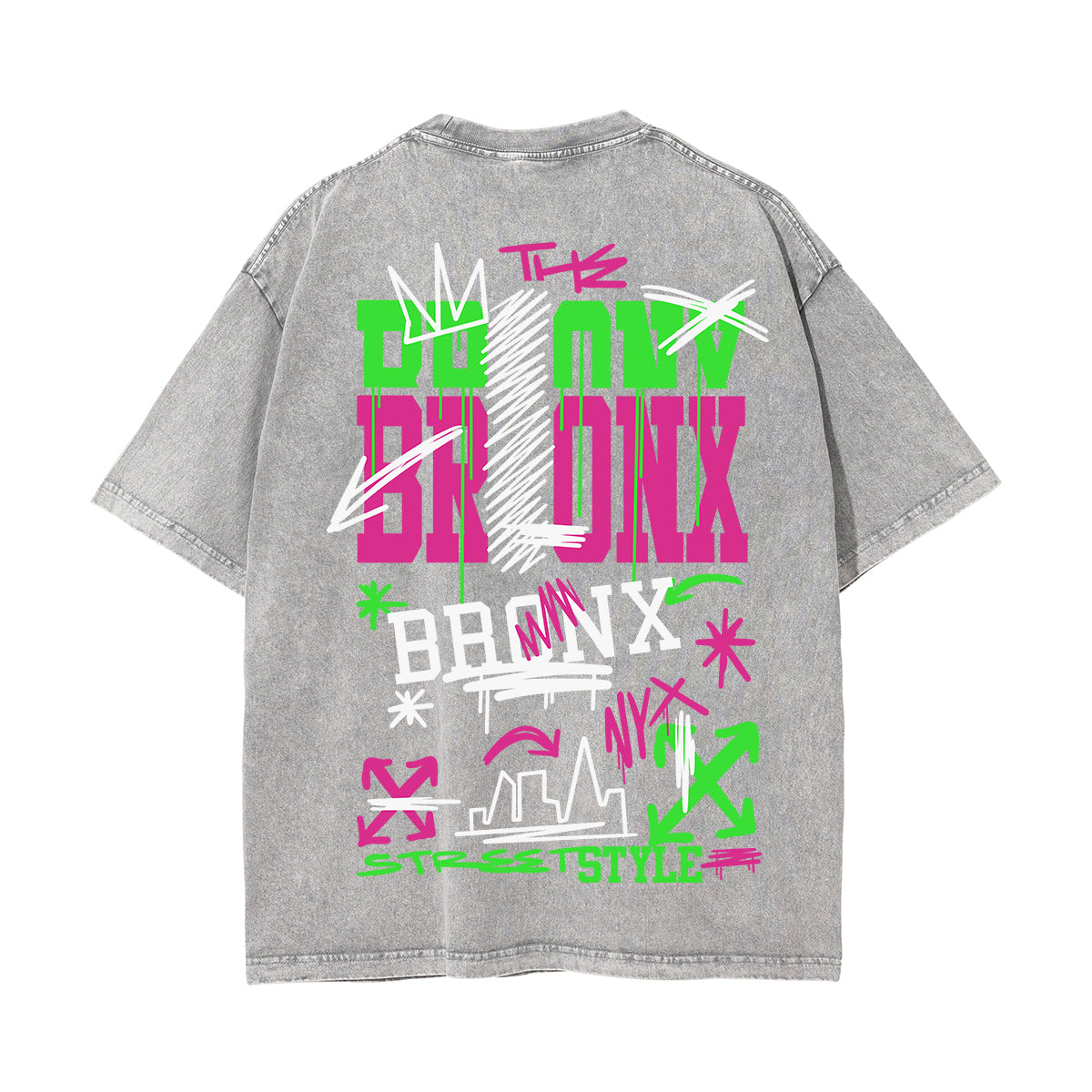 Bronx Graffiti Urban Stone Wash Graphic Tee-INNBLAC Fashion Apparel