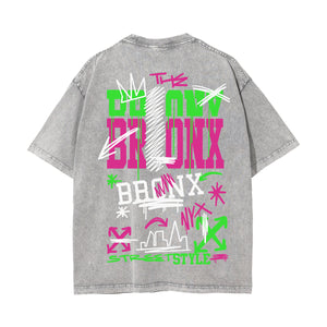 Bronx Graffiti Urban Stone Wash Graphic Tee-INNBLAC Fashion Apparel