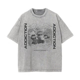 Addicition Stone Wash Graphic Tee-INNBLAC Fashion Apparel