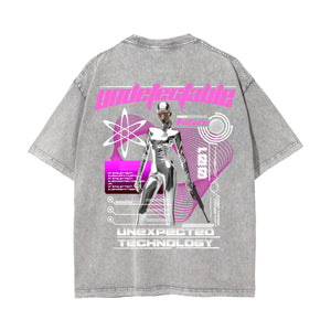 Futuristic Streetwear Chrome Graphic Tee-INNBLAC Fashion Apparel