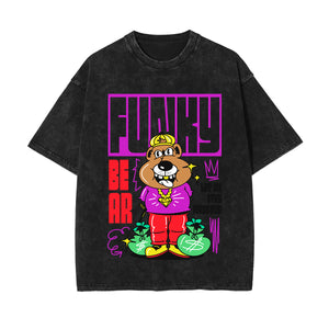 Funky Bear Graffiti Cartoon Graphic Tee-INNBLAC Fashion Apparel