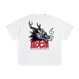 Chinese Characters Dragon Smoking Graphic Tee-INNBLAC Fashion Apparel