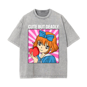 Cute But Deadly Graphic Washed Tee-INNBLAC Fashion Apparel