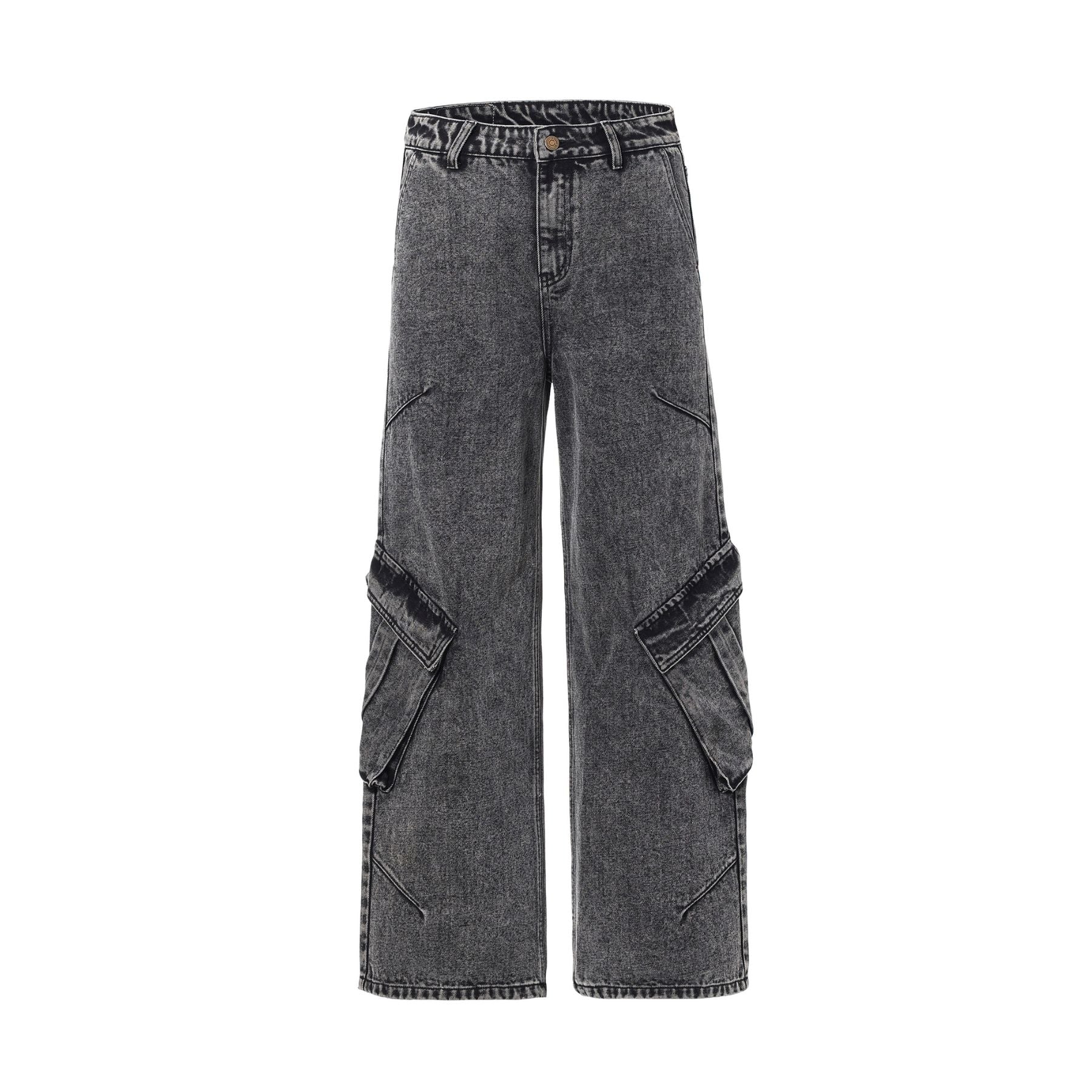 Wide Leg Denim Cargo Pants-INNBLAC Fashion Apparel