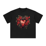 Heart With Rose Graphic Tee-INNBLAC Fashion Apparel