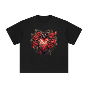 Heart With Rose Graphic Tee-INNBLAC Fashion Apparel