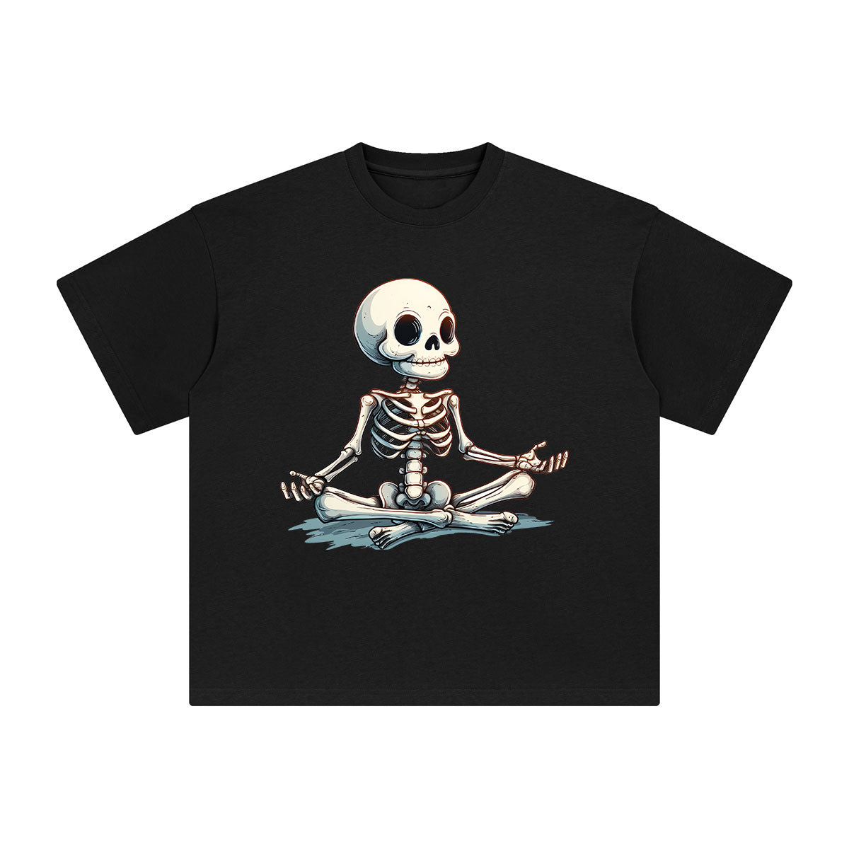 Cute Skeleton Meditating Graphic Tee-INNBLAC Fashion Apparel