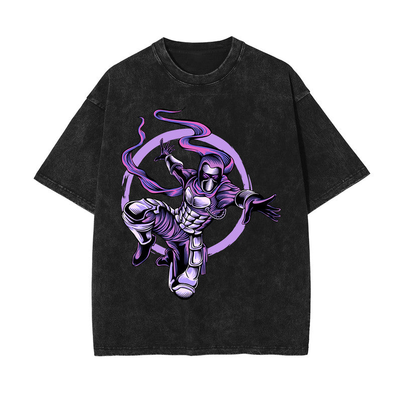 Urban Ninja Stone Wash Graphic Tee-INNBLAC Fashion Apparel