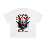 China Dragon Wearing sunglasses And Smoking cigar Graphic Tee-INNBLAC Fashion Apparel