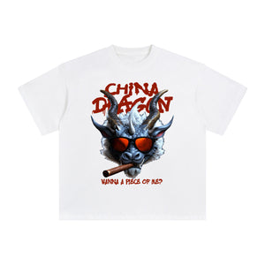 China Dragon Wearing sunglasses And Smoking cigar Graphic Tee-INNBLAC Fashion Apparel