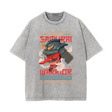 Japanese Samurai Graphic Washed Tee-INNBLAC Fashion Apparel