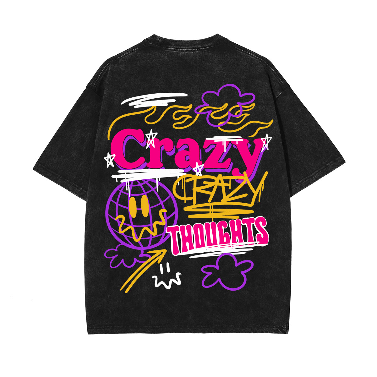 Graffiti Streetwear Style Graphic Washed Tee-INNBLAC Fashion Apparel