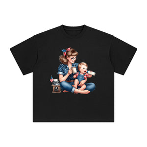 American Mom & Baby Boy Graphic Tee-INNBLAC Fashion Apparel