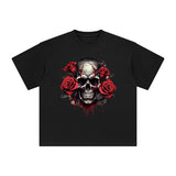 Skull With Roses Graphic Tee-INNBLAC Fashion Apparel