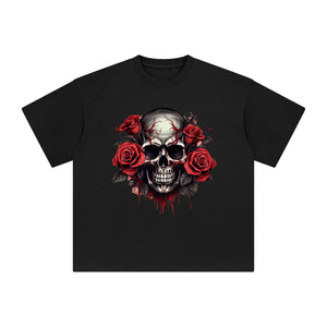 Skull With Roses Graphic Tee-INNBLAC Fashion Apparel