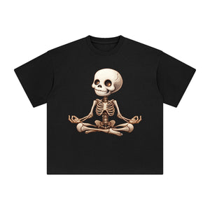 Cute Skeleton Meditating Graphic Tee-INNBLAC Fashion Apparel