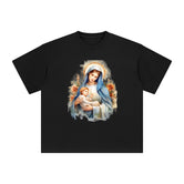 Mother Mary and Baby Jesus Graphic Tee-INNBLAC Fashion Apparel