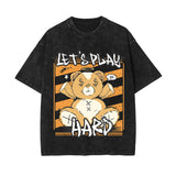 Let's Play Hard Teddy Bear Graphic Tee-INNBLAC Fashion Apparel