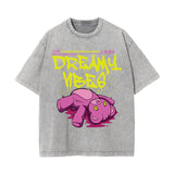 Dreamy Vibes Streetwear Graphic Washed Tee-INNBLAC Fashion Apparel