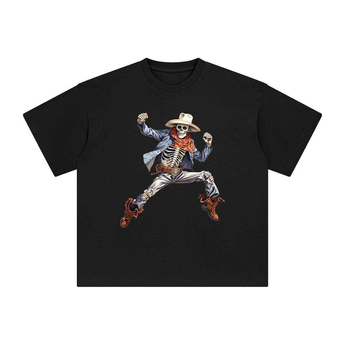 Skeleton Cowboy Graphic Tee-INNBLAC Fashion Apparel