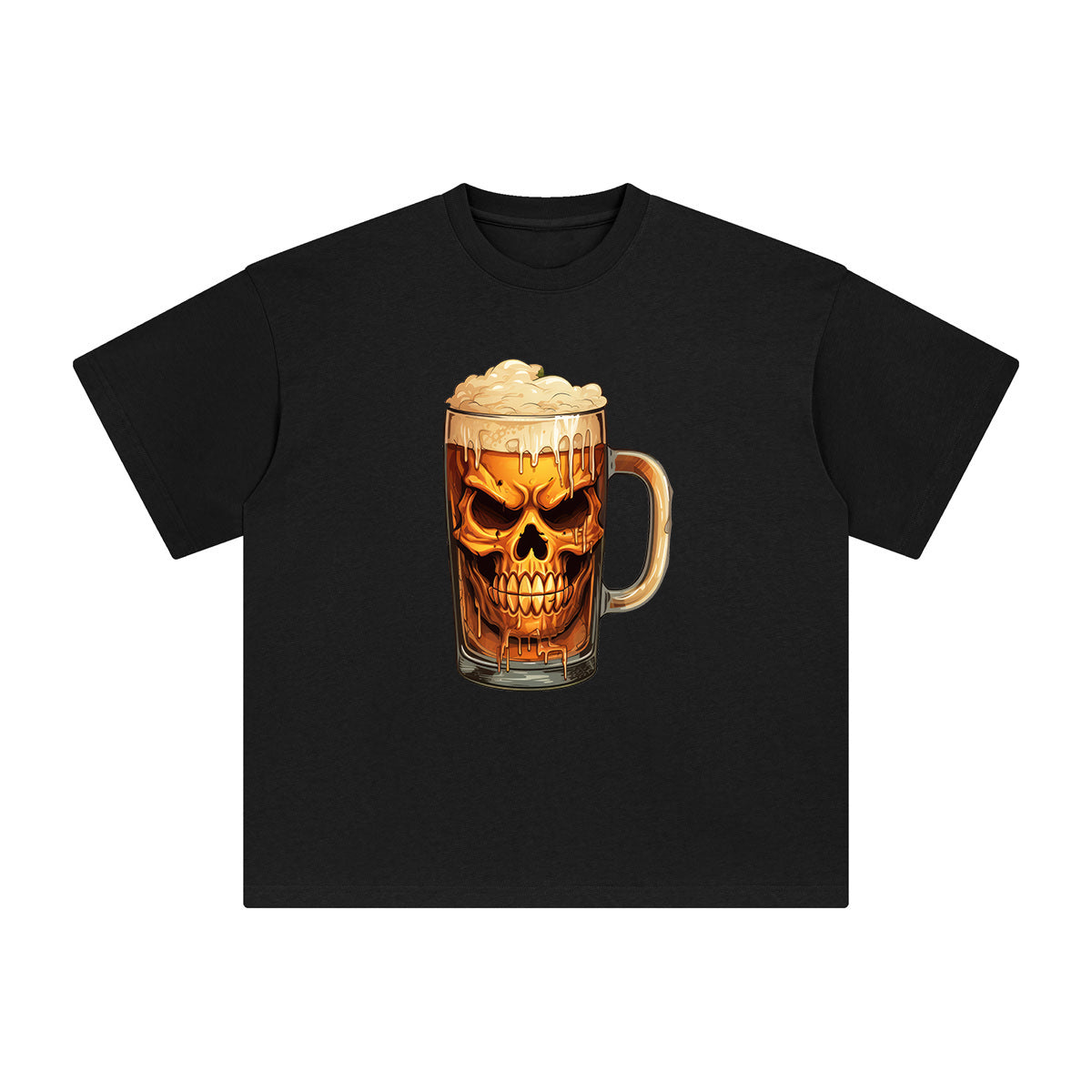 Halloween Skull Beer Graphic Tee-INNBLAC Fashion Apparel