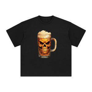 Halloween Skull Beer Graphic Tee-INNBLAC Fashion Apparel