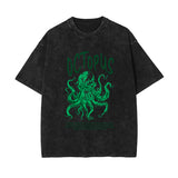 Octopus Streetwear Stone Wash Graphic Tee-INNBLAC Fashion Apparel