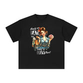 Retro Women Buying Donut Graphic Tee-INNBLAC Fashion Apparel