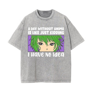 I Have No ldea Graphic Washed Tee-INNBLAC Fashion Apparel