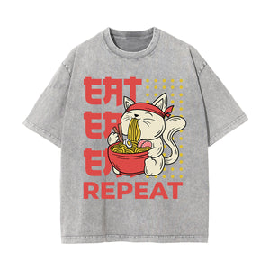 Eat Repeat Graphic Washed Tee-INNBLAC Fashion Apparel