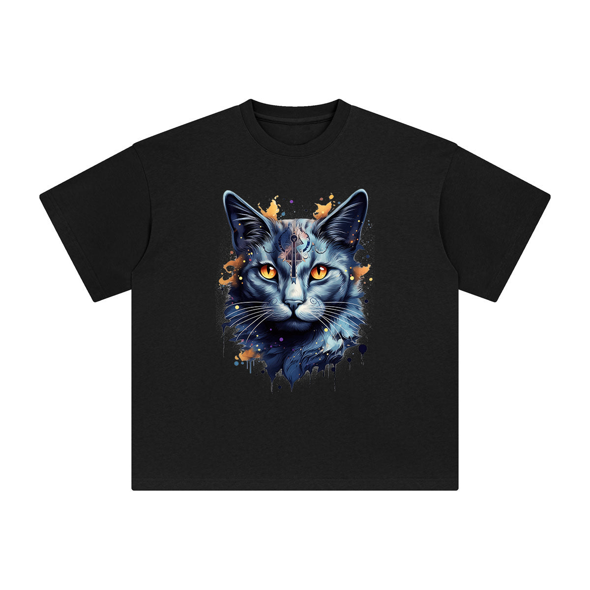 Gothic Black Cat Graphic Tee-INNBLAC Fashion Apparel