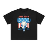 America Sheep Skull Graphic Tee-INNBLAC Fashion Apparel