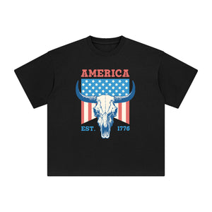 America Sheep Skull Graphic Tee-INNBLAC Fashion Apparel