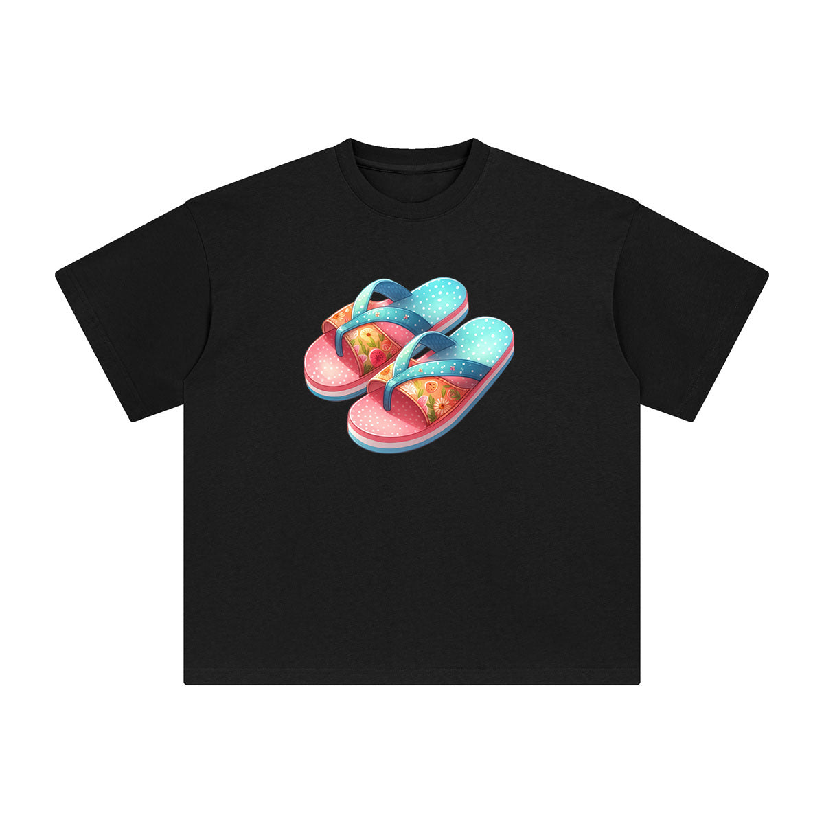 Beach Slippers Comic Graphic Tee-INNBLAC Fashion Apparel