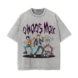 Chaos Max Street Punk Graphic Washed Tee-INNBLAC Fashion Apparel