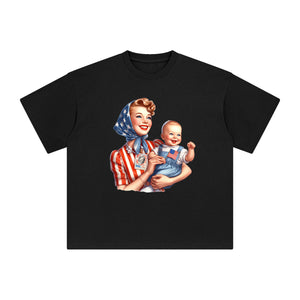 American Mom & Baby Boy Graphic Tee-INNBLAC Fashion Apparel