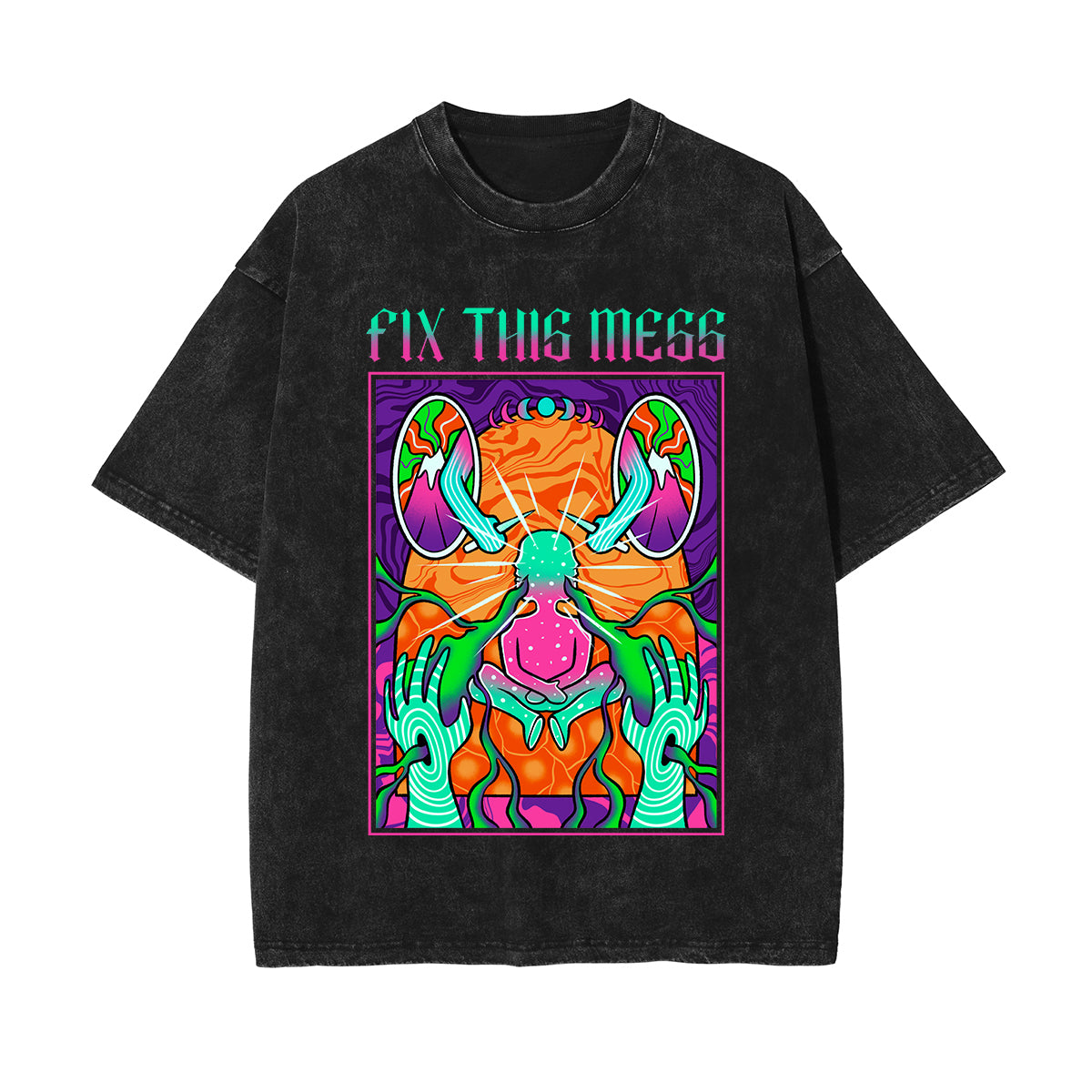 Fix This Mess Washed Graphic Tee-INNBLAC Fashion Apparel