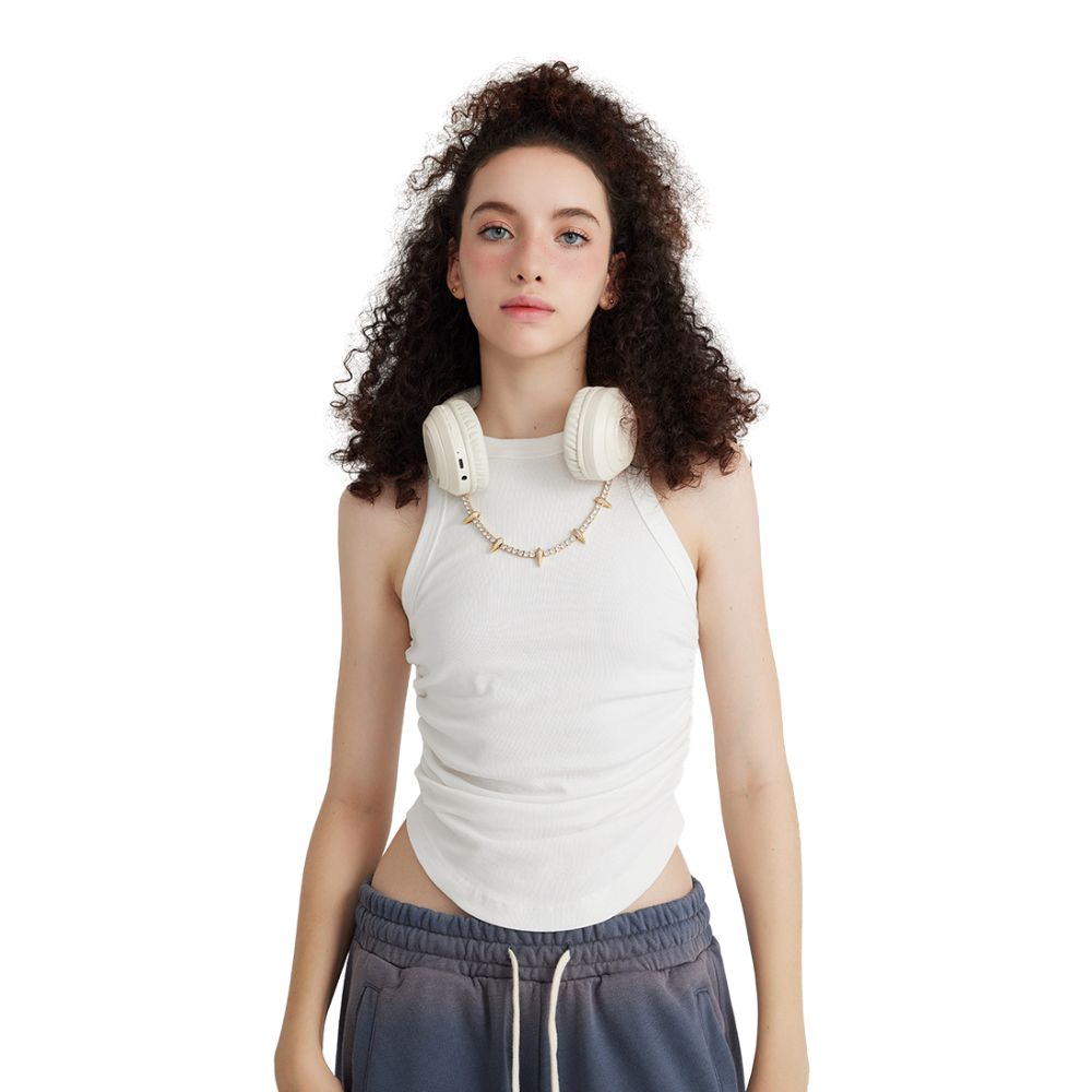 Heavyweight Pleated Slim Crop Tank-INNBLAC Fashion Apparel