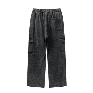 Solid Color Washed Cargo Sweatpants-INNBLAC Fashion Apparel