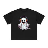 Ghost Wearing Headphone Graphic Tee-INNBLAC Fashion Apparel