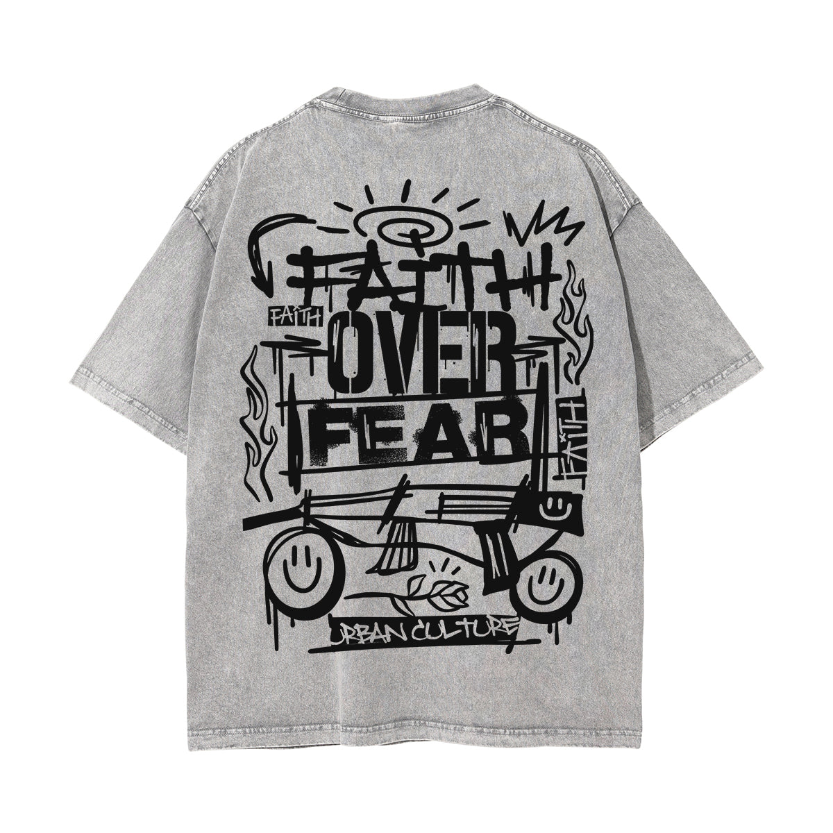 Faith Over Fear Graffiti Graphic Tee-INNBLAC Fashion Apparel