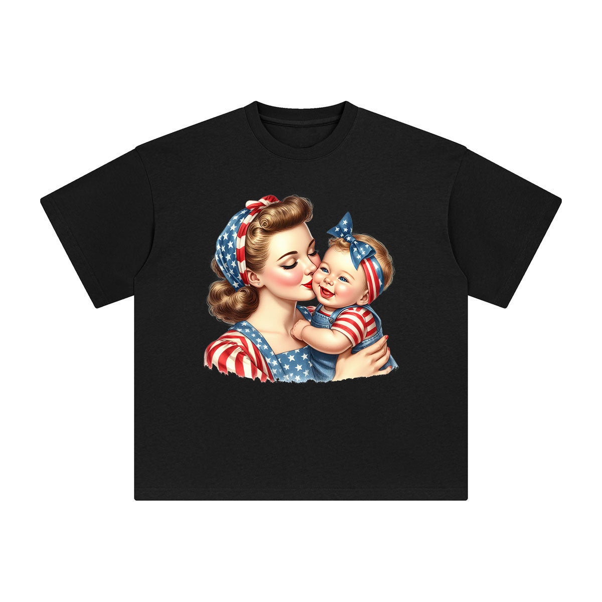 American Mom & Baby Boy Graphic Tee-INNBLAC Fashion Apparel