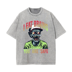 I Eat Brains You Are Safe Graphic Tee-INNBLAC Fashion Apparel