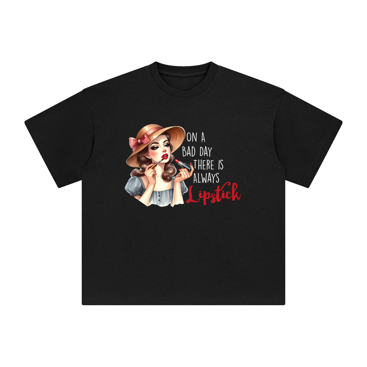 Beauty Applying Lipstick Graphic Tee-INNBLAC Fashion Apparel