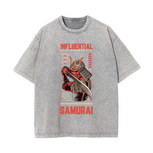 Influential Samurai Graphic Washed Tee-INNBLAC Fashion Apparel