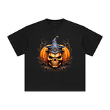 Halloween Pumpkin Skull Graphic Tee-INNBLAC Fashion Apparel