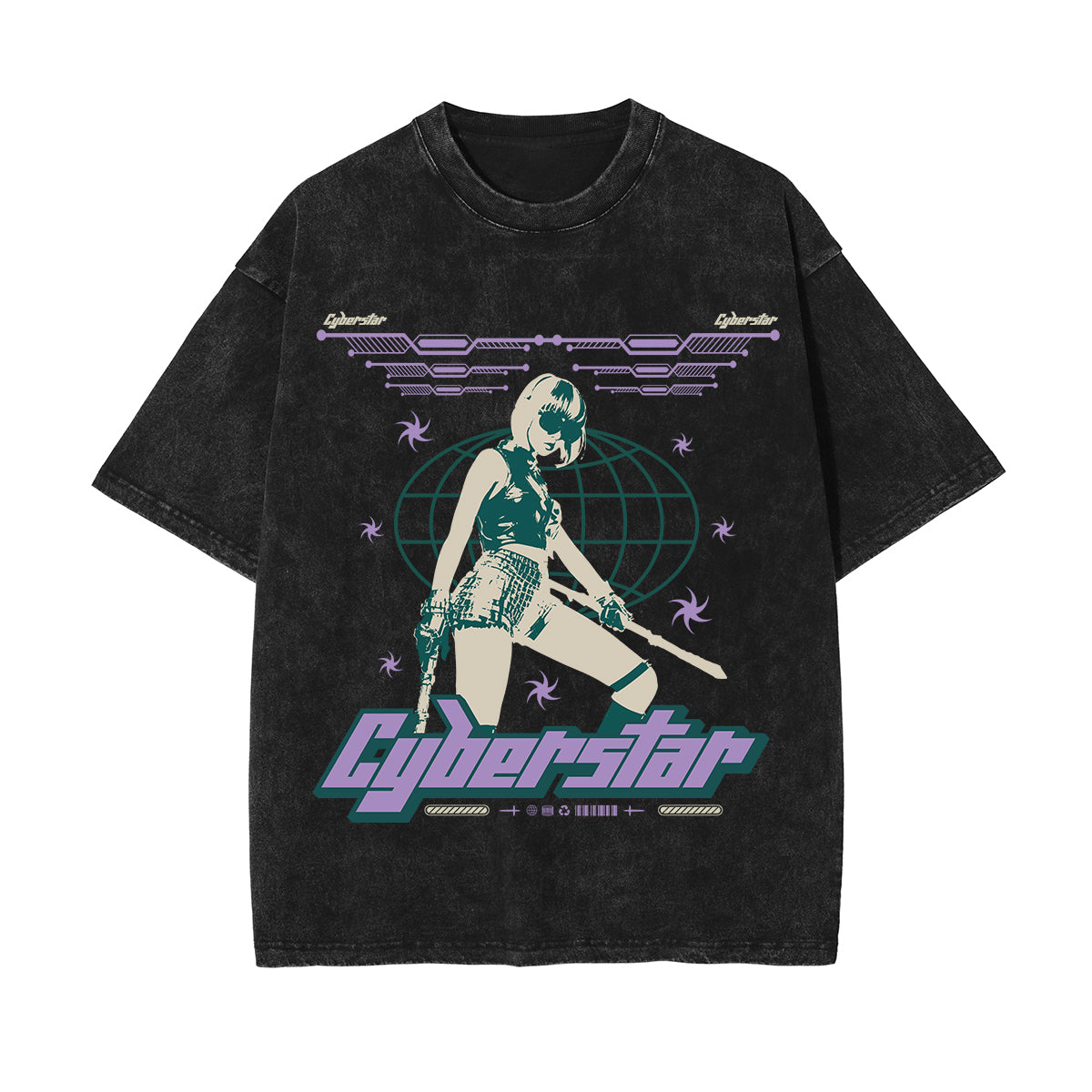 Cyberstar Gir Y2k Streetwear Graphic Tee-INNBLAC Fashion Apparel