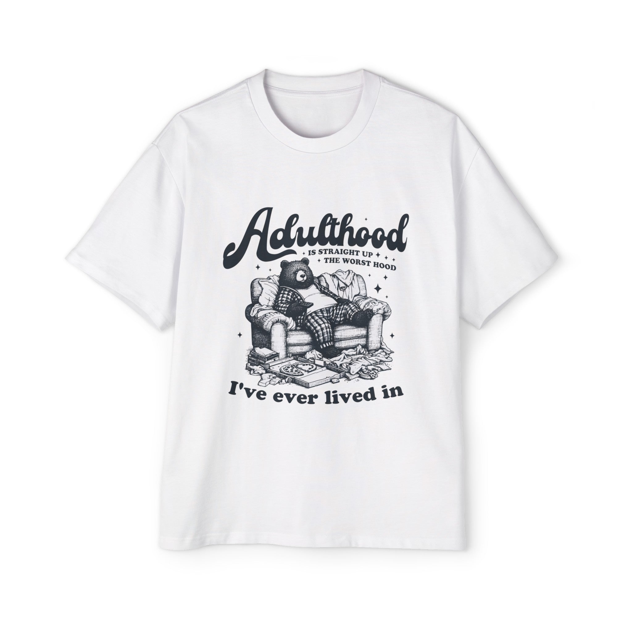 Adulthood ls The Worst Hood Graphic Tee-INNBLAC Fashion Apparel